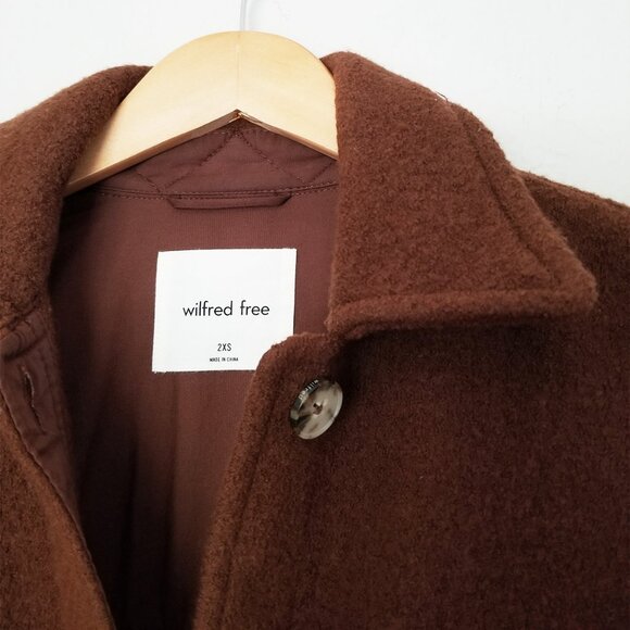 Aritzia Wilfred Free 100% Merino Wool The Ganna Shirt Jacket Shacket XXS Brown - Picture 5 of 16